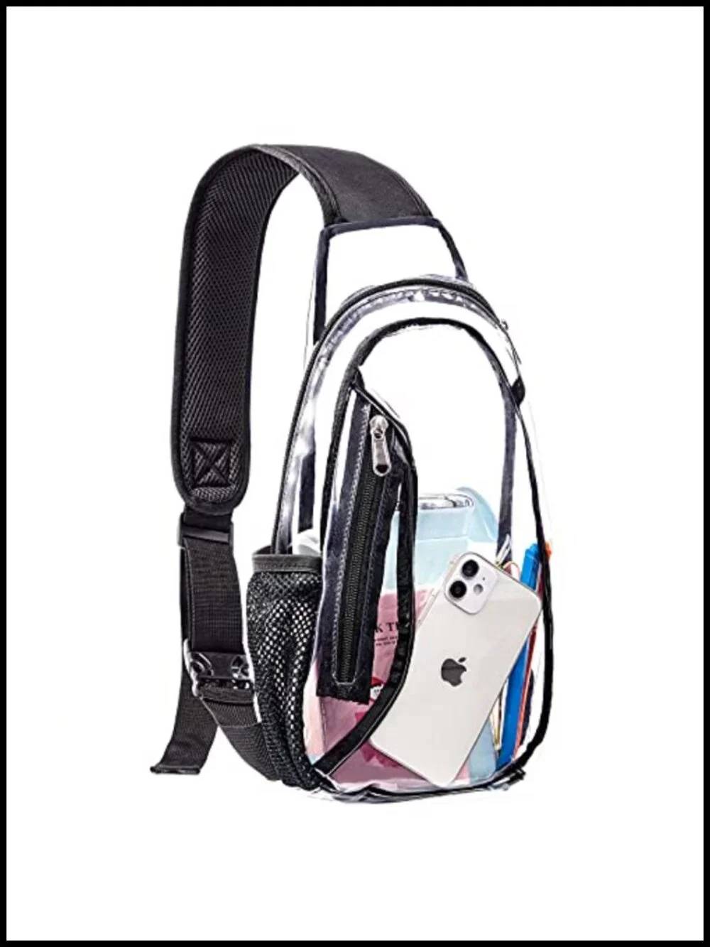 Clear PVC Sling Bag Stadium Approved Crossbody Backpack for Concerts Hiking